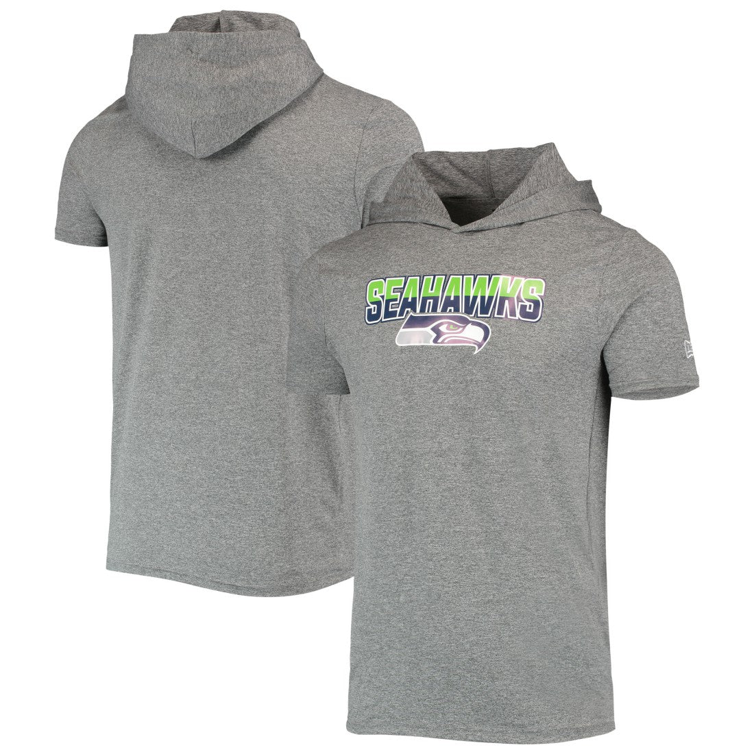 Seattle Seahawks New Era Team Brushed Hoodie T-Shirt Heathered Gray - NFL