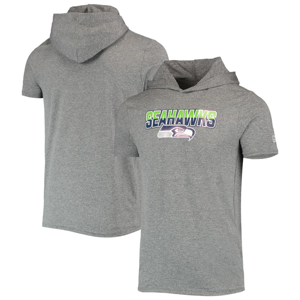 Seattle Seahawks New Era Team Brushed Hoodie T-Shirt Heathered Gray - NFL