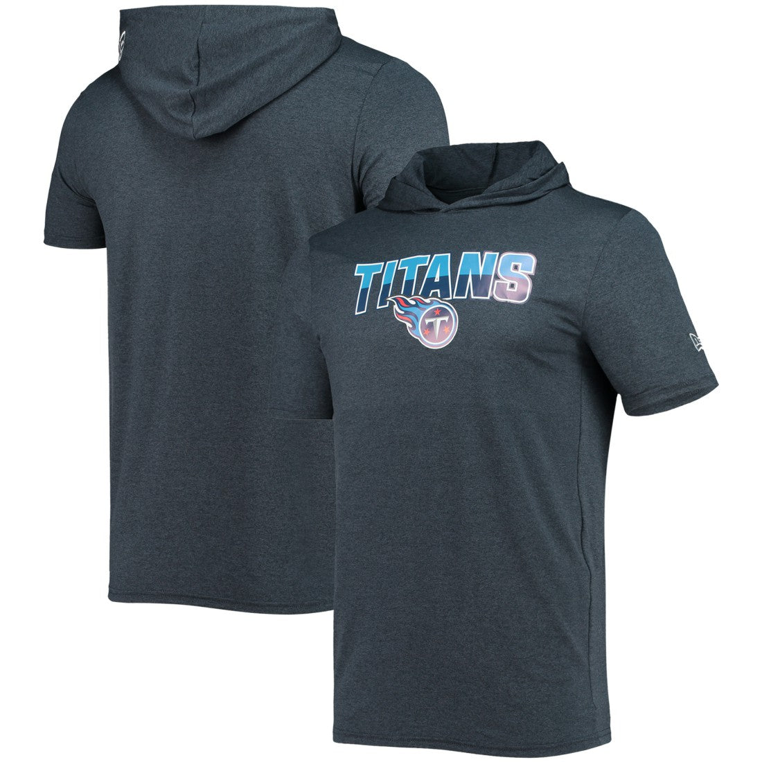 Tennessee Titans New Era Team Brushed Hoodie T-Shirt Heathered Navy - NFL