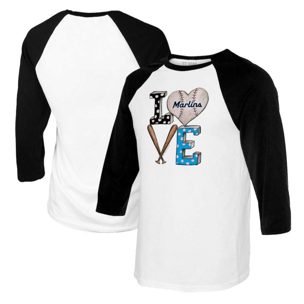 Miami Marlins Tiny Turnip Women's Baseball Love Raglan 3/4-Sleeve T-Shirt for sale