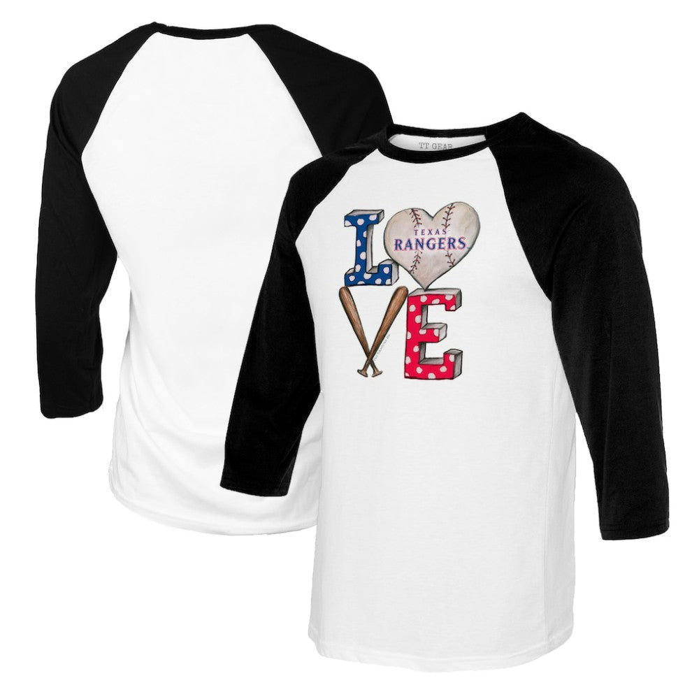 Texas Rangers Tiny Turnip Women's Baseball Love Raglan 3/4-Sleeve T-Shirt for sale