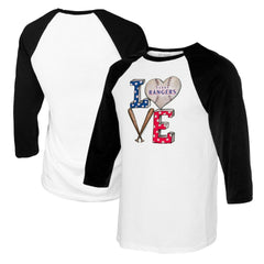 Texas Rangers Tiny Turnip Women's Baseball Love Raglan 3/4-Sleeve T-Shirt for sale