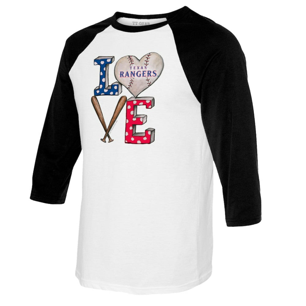 Texas Rangers Tiny Turnip Women's Baseball Love Raglan 3/4-Sleeve T-Shirt for sale