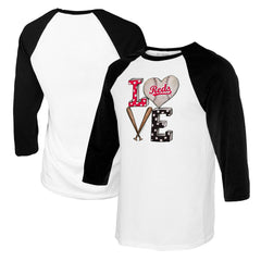 Cincinnati Reds Tiny Turnip Women's Baseball Love Raglan 3/4-Sleeve T-Shirt discount