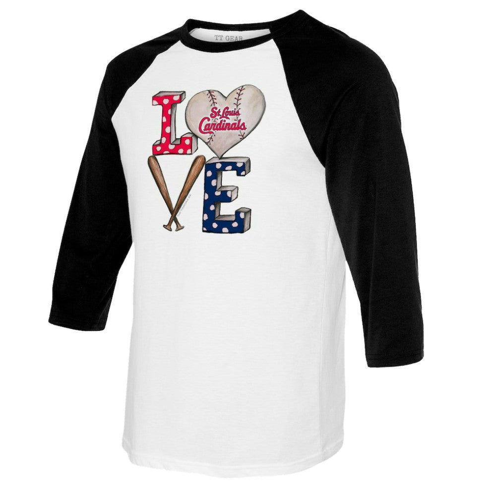 St. Louis Cardinals Tiny Turnip Women's Baseball Love Raglan 3/4-Sleeve T-Shirt Sale