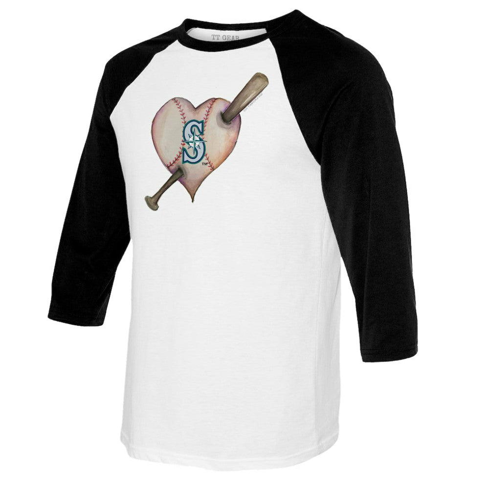 Seattle Mariners Tiny Turnip Youth Heart Bat Raglan 3/4 Sleeve T-Shirt discount