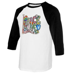 Los Angeles Dodgers Tiny Turnip Women's Peace Love Baseball 3/4-Sleeve Raglan T-Shirt Clearance