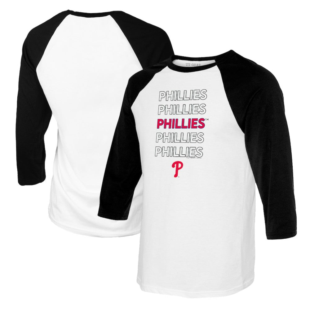 Philadelphia Phillies Tiny Turnip Women's Stacked 3/4-Sleeve Raglan T-Shirt On Sale