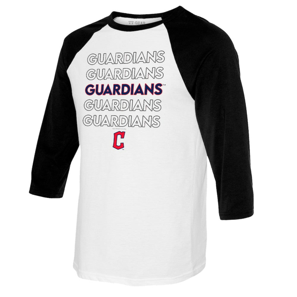 Cleveland Guardians Tiny Turnip Youth Stacked Raglan 3/4 Sleeve T-Shirt Sale