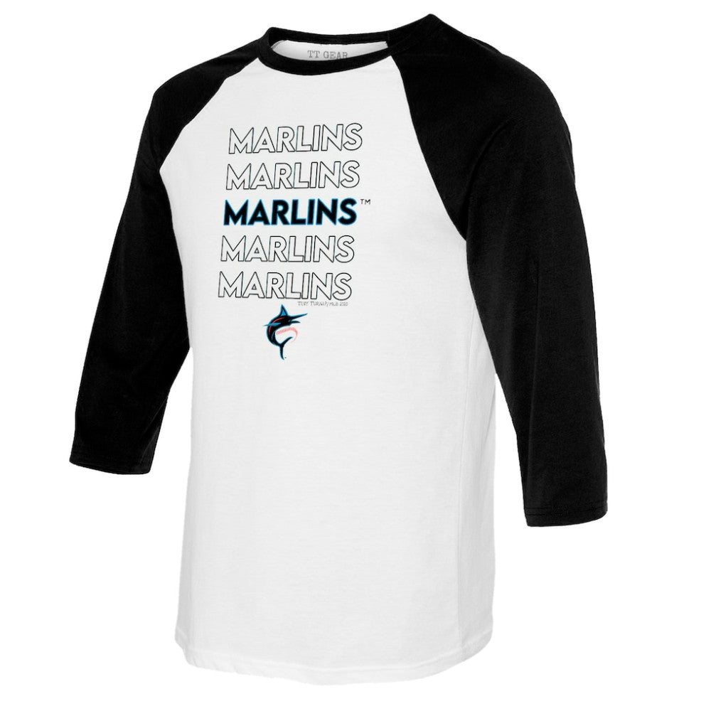 Miami Marlins Tiny Turnip Youth Stacked Raglan 3/4 Sleeve T-Shirt discount