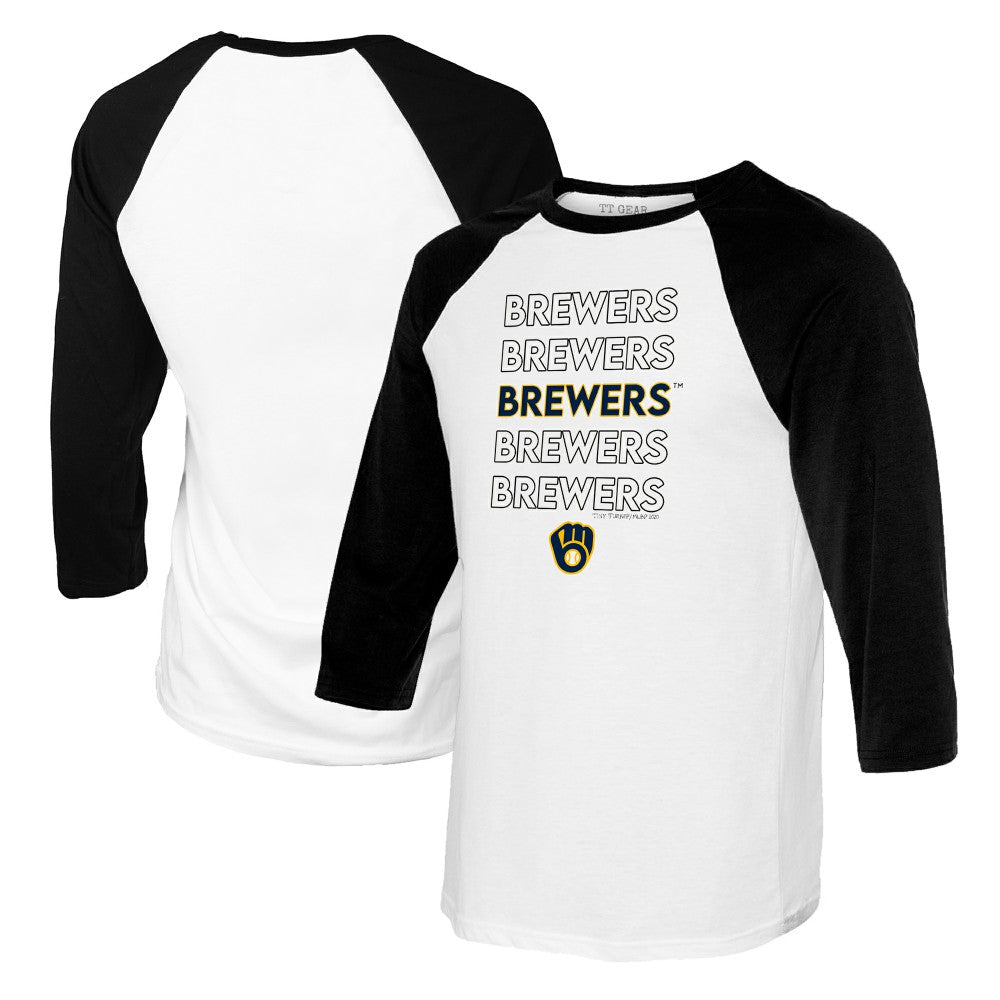 Milwaukee Brewers Tiny Turnip Youth Stacked Raglan 3/4 Sleeve T-Shirt discount