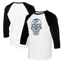 Los Angeles Dodgers Tiny Turnip Women's Sugar Skull 3/4-Sleeve Raglan T-Shirt Lifestyle