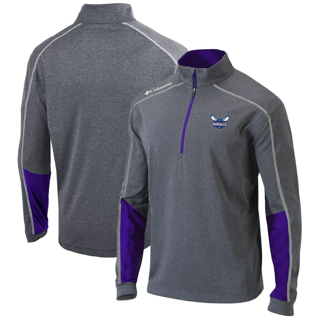 Columbia - Charlotte Hornets Omni-Wick Shotgun 2.0 Quarter-Zip Pullover Top - Heathered Gray/Purple