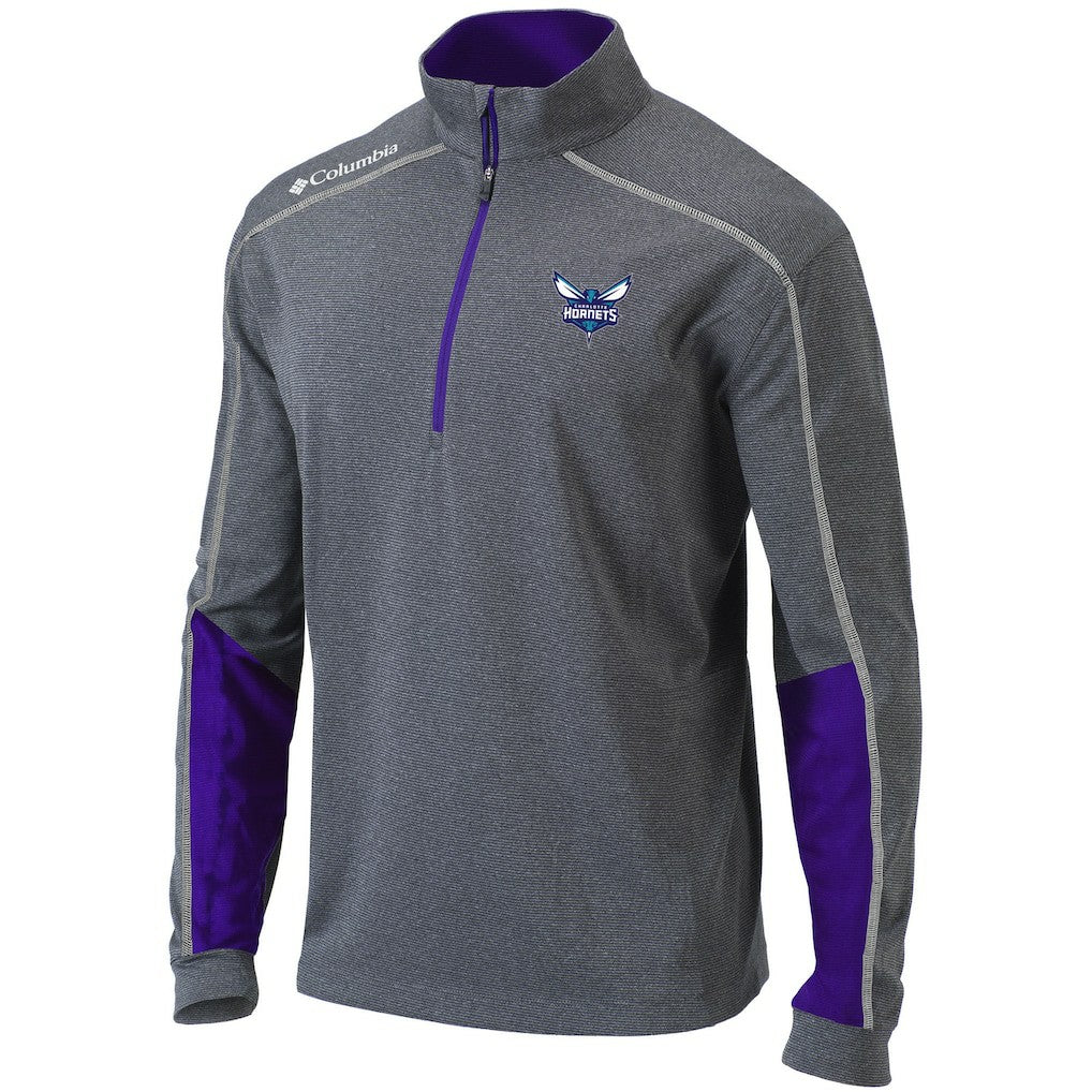 Columbia - Charlotte Hornets Omni-Wick Shotgun 2.0 Quarter-Zip Pullover Top - Heathered Gray/Purple