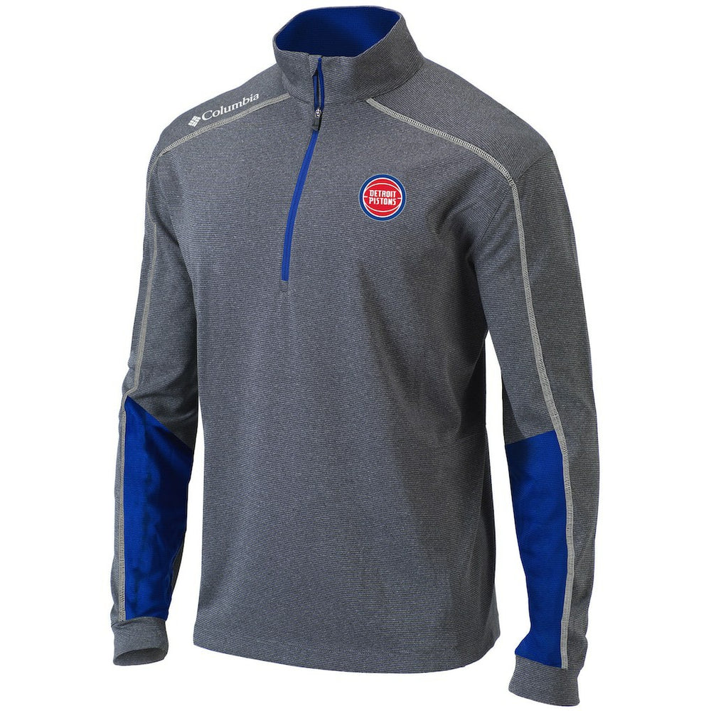 Columbia - Detroit Pistons Omni-Wick Shotgun 2.0 Quarter-Zip Pullover Top - Heathered Gray/Blue