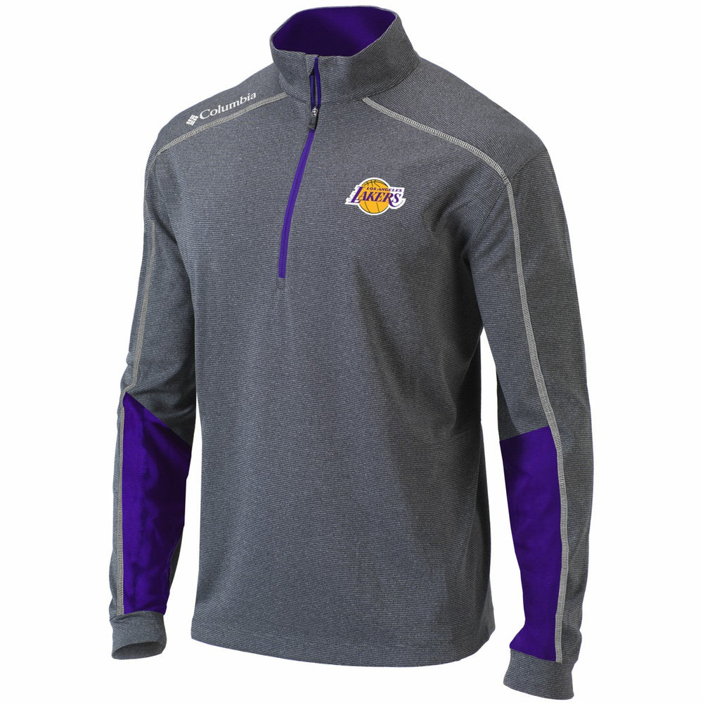 Columbia - Los Angeles Lakers Omni-Wick Shotgun 2.0 Quarter-Zip Pullover Top - Heathered Gray/Purple