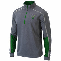 Columbia - Milwaukee Bucks Omni-Wick Shotgun 2.0 Quarter-Zip Pullover Top - Heathered Gray/Green