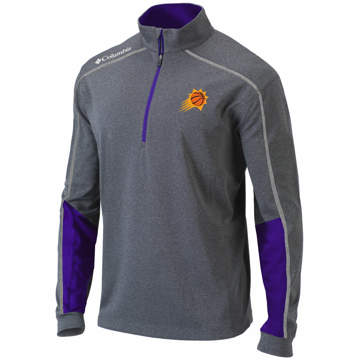 Columbia - Phoenix Suns Omni-Wick Shotgun 2.0 Quarter-Zip Pullover Top - Heathered Gray/Purple