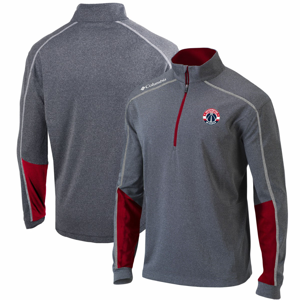 Columbia - Washington Wizards Omni-Wick Shotgun 2.0 Quarter-Zip Pullover Top - Heathered Gray/Red