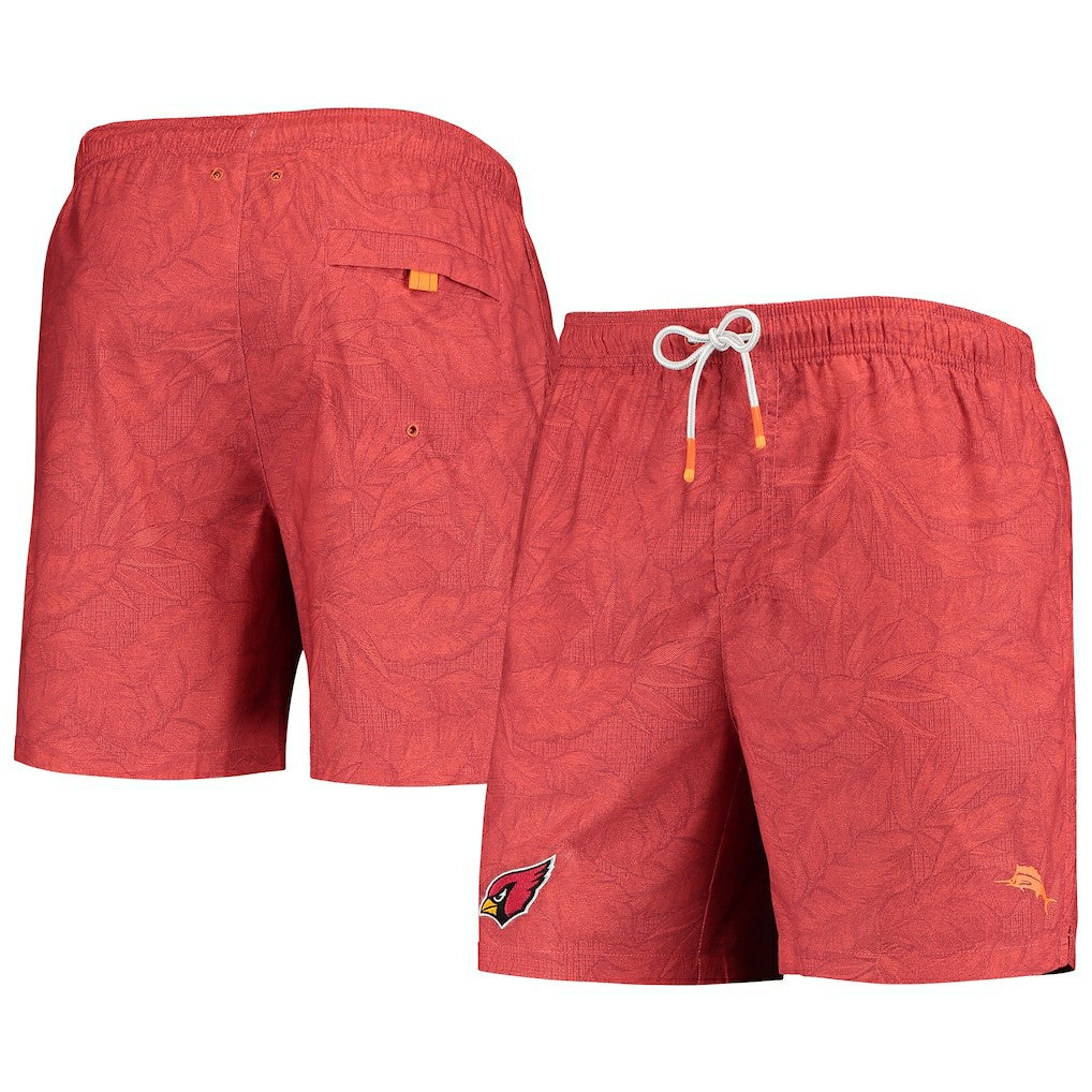 Arizona Cardinals Team Naples Layered Leaves Swim Trunks Cardinal - Tommy Bahama