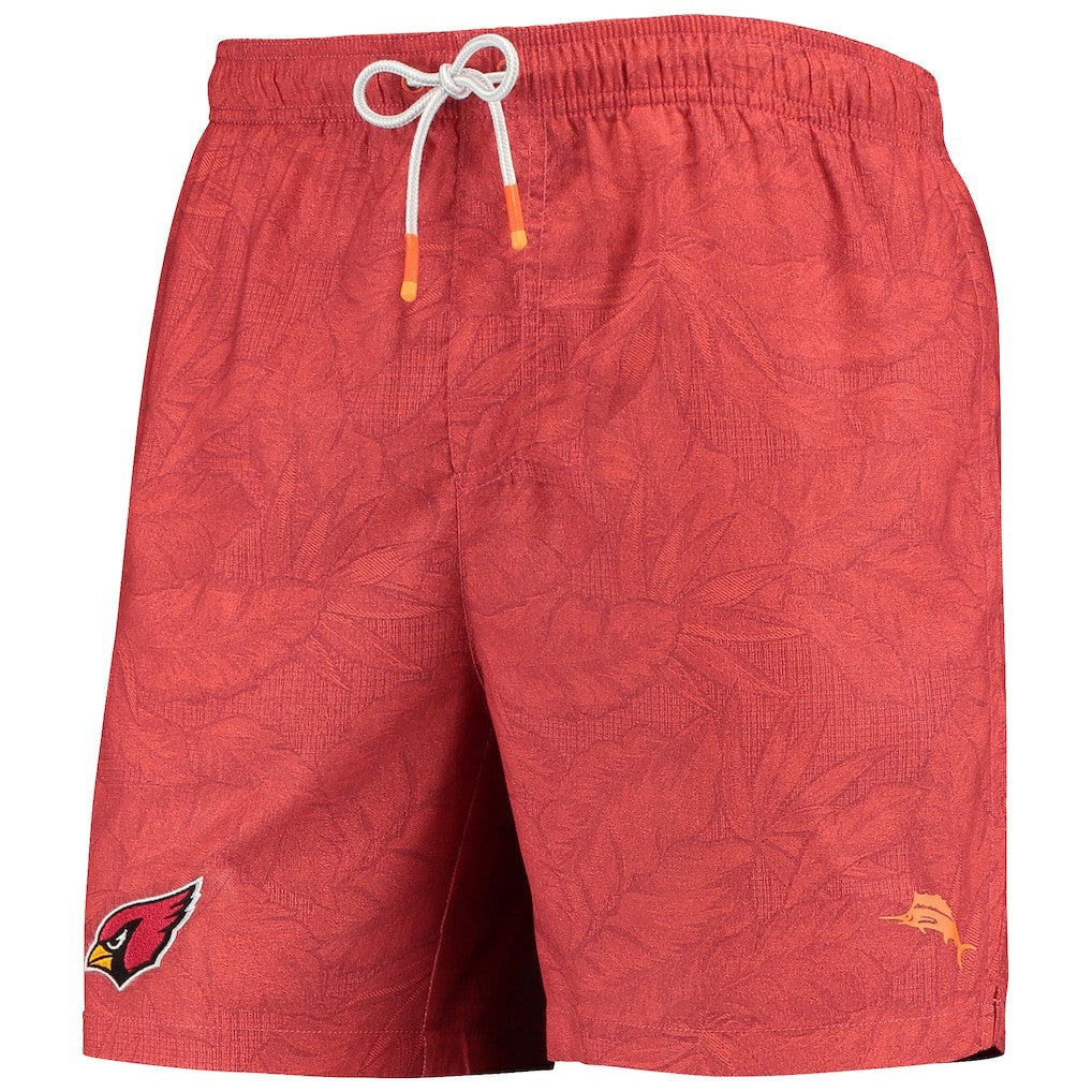 Arizona Cardinals Team Naples Layered Leaves Swim Trunks Cardinal - Tommy Bahama