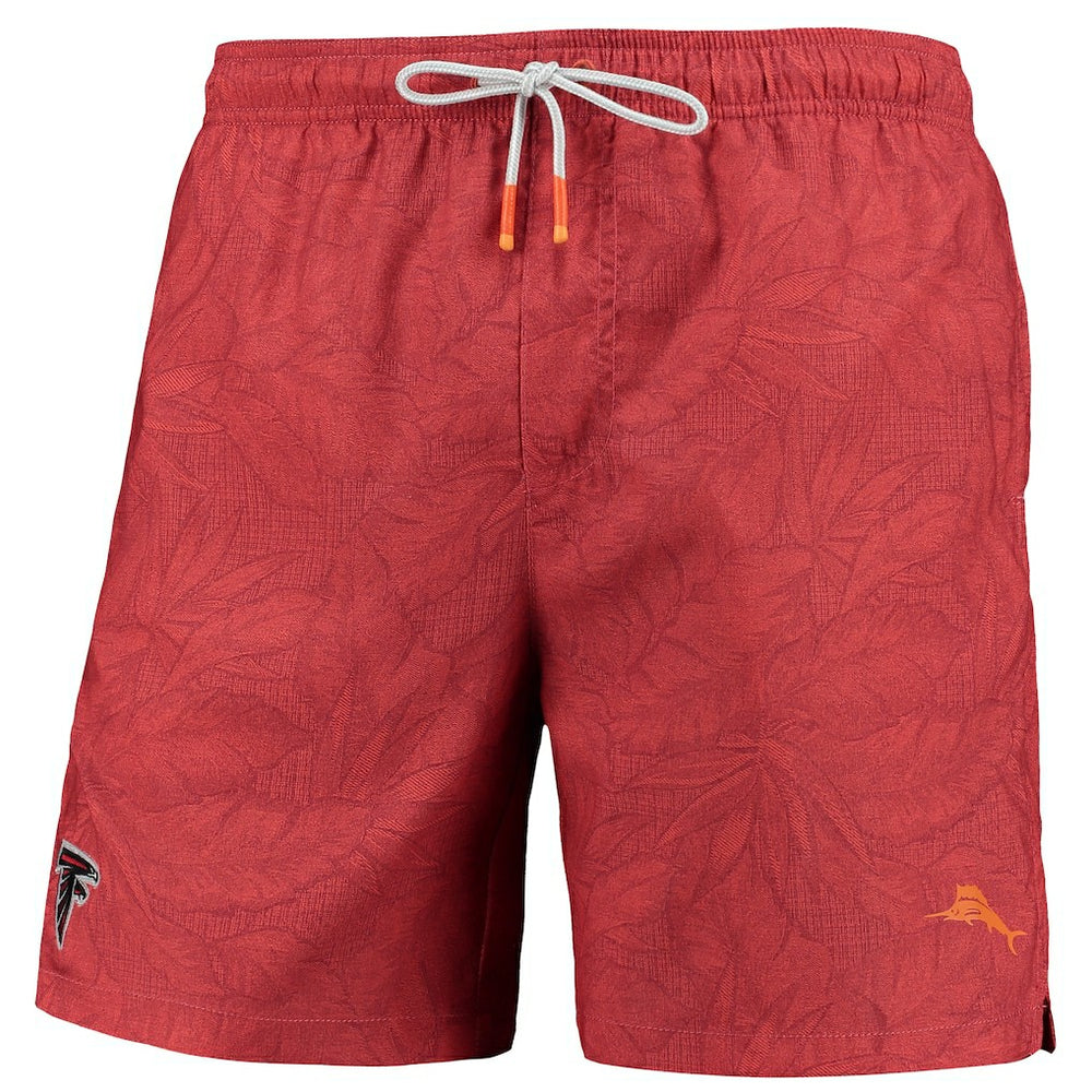 Atlanta Falcons Naples Layered Leaves Swim Trunks Red - Tommy Bahama