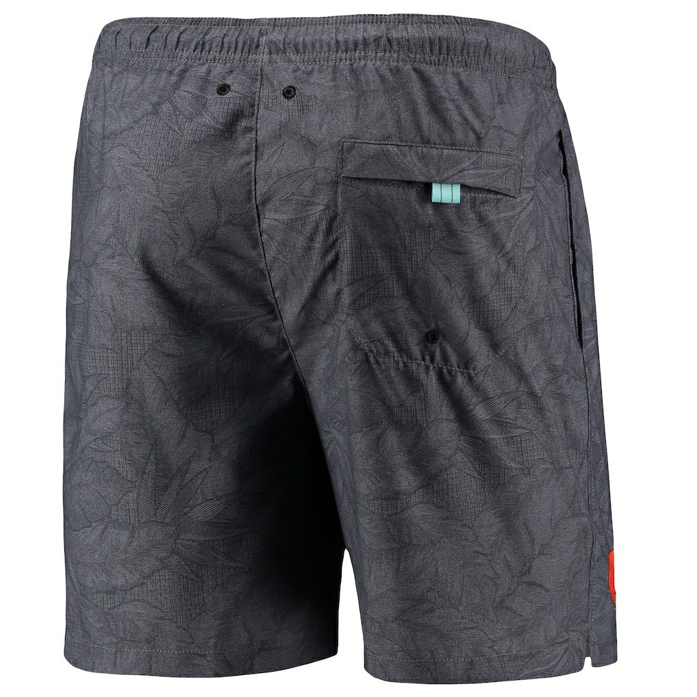 Cleveland Browns Naples Layered Leaves Swim Trunks Black - Tommy Bahama