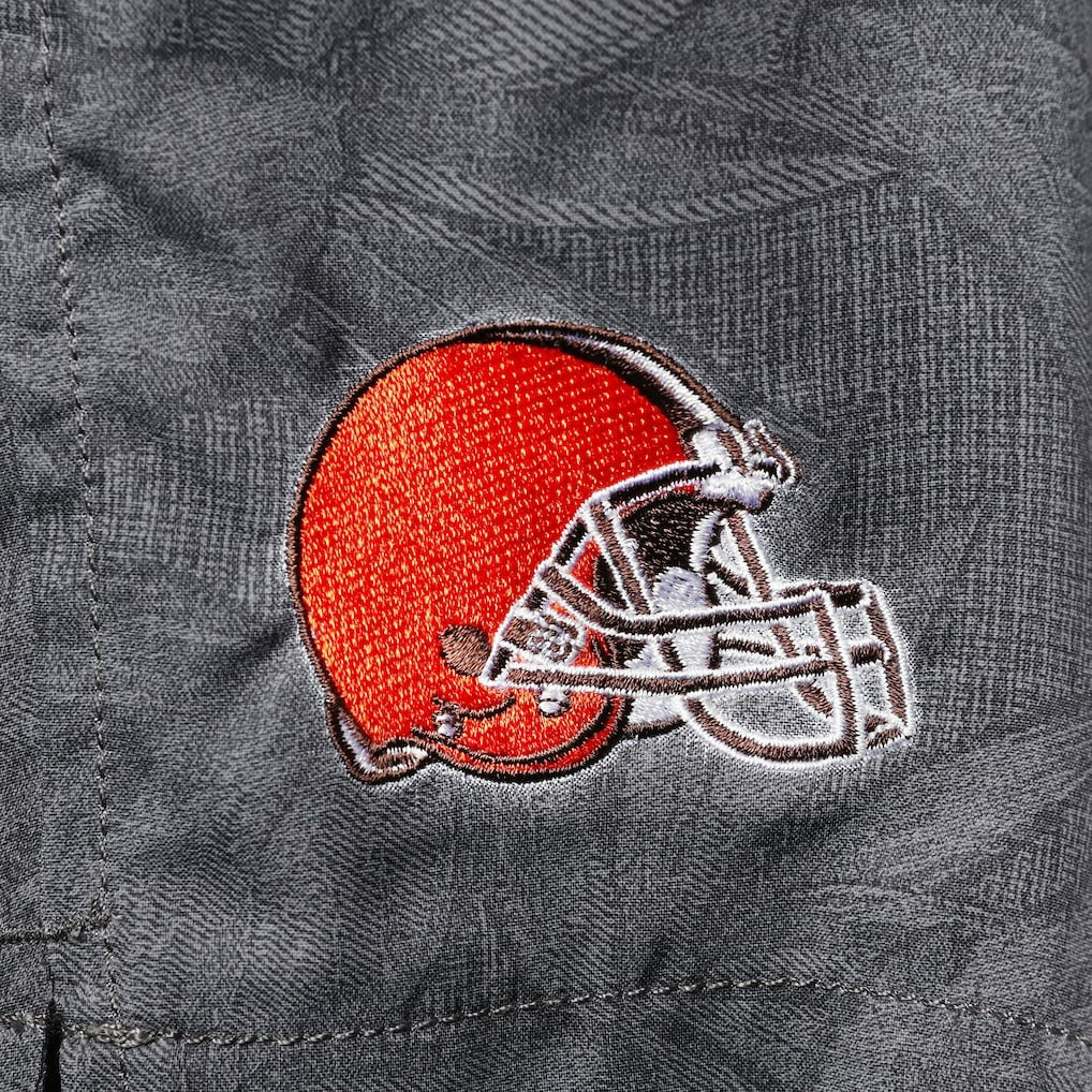 Cleveland Browns Naples Layered Leaves Swim Trunks Black - Tommy Bahama