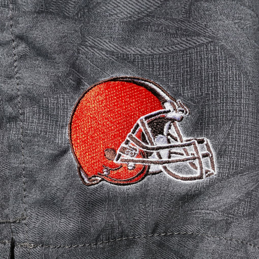 Cleveland Browns Naples Layered Leaves Swim Trunks Black - Tommy Bahama