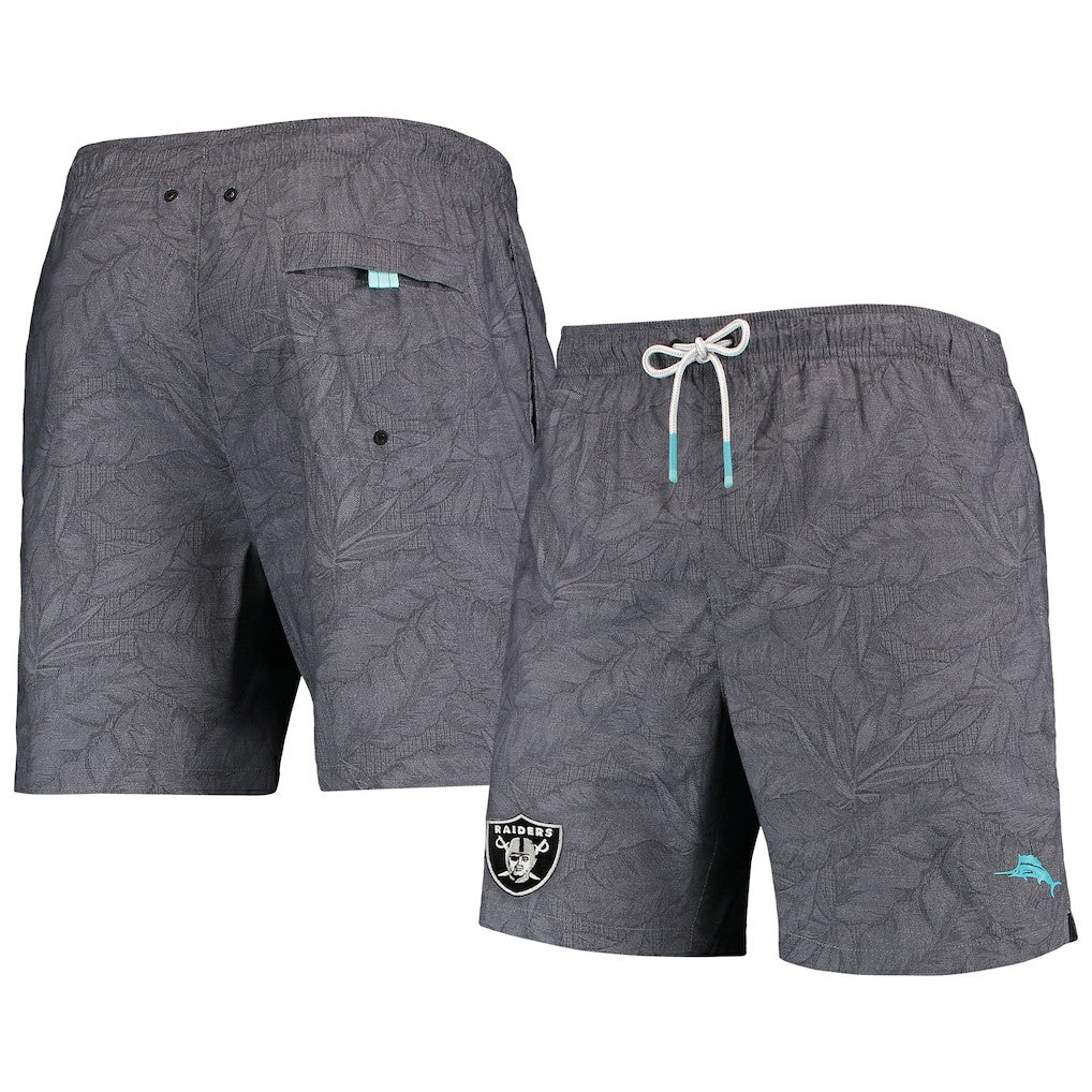 Las Vegas Raiders Naples Layered Leaves Swim Trunks Black - Tommy Bahama