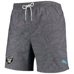 Las Vegas Raiders Naples Layered Leaves Swim Trunks Black - Tommy Bahama