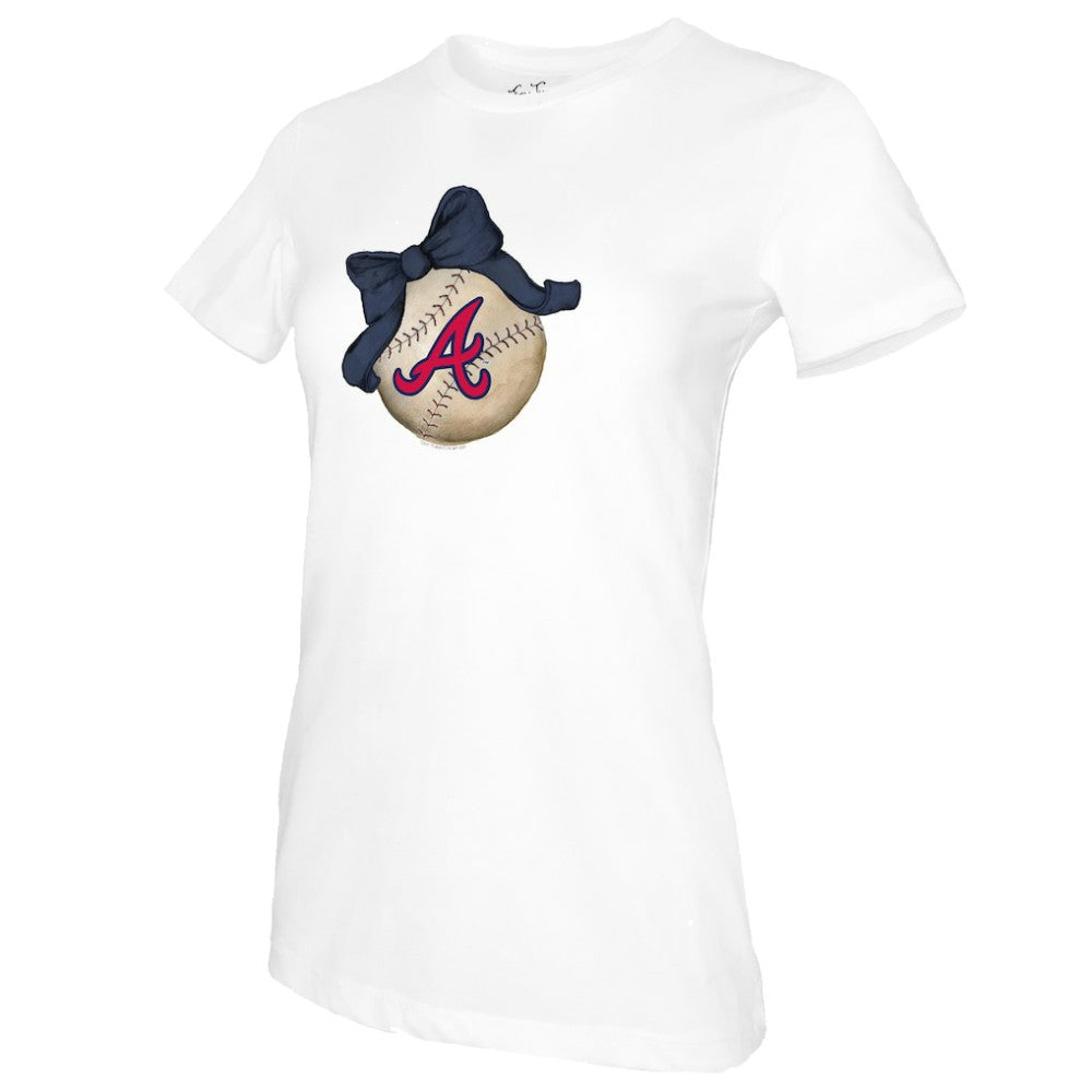 Atlanta Braves Tiny Turnip Women's Baseball Bow T-Shirt Lifestyle