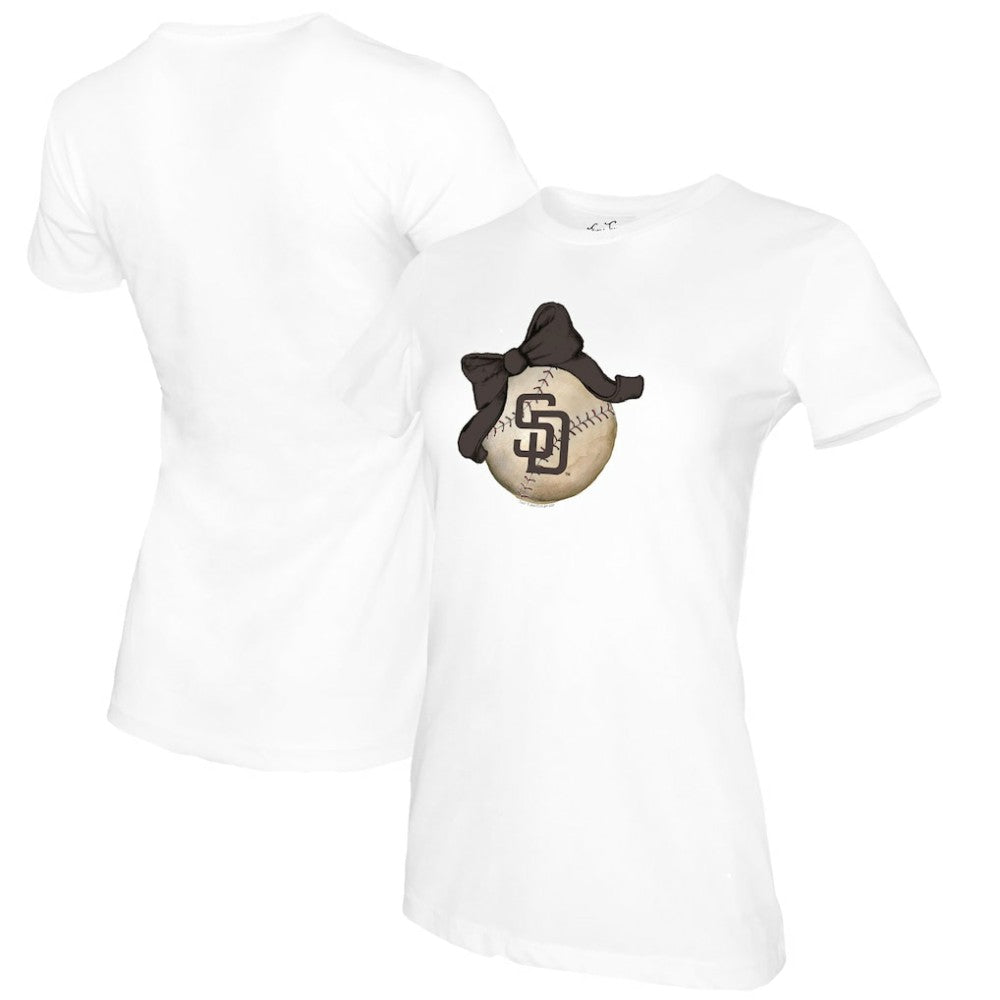 San Diego Padres Tiny Turnip Women's Baseball Bow T-Shirt discount