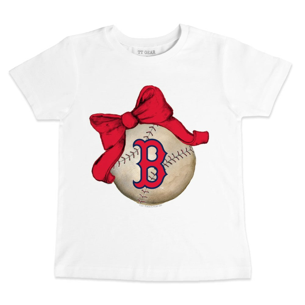 Boston Red Sox Tiny Turnip Youth Baseball Bow T-Shirt for sale