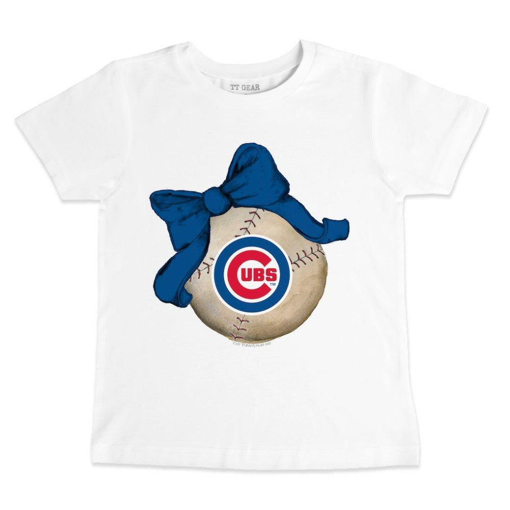 Chicago Cubs Tiny Turnip Youth Baseball Bow T-Shirt On Sale