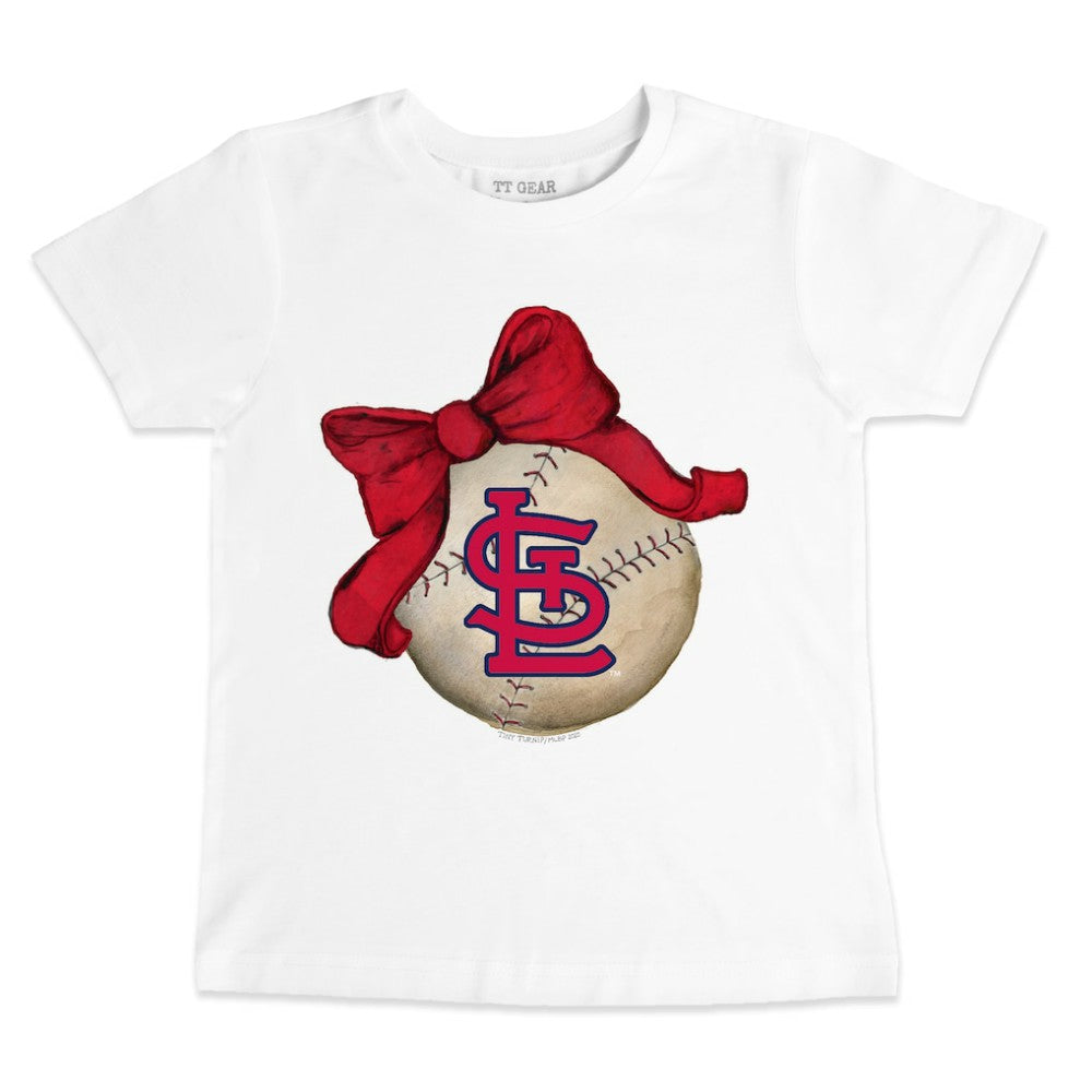 St. Louis Cardinals Tiny Turnip Youth Baseball Bow T-Shirt On Sale
