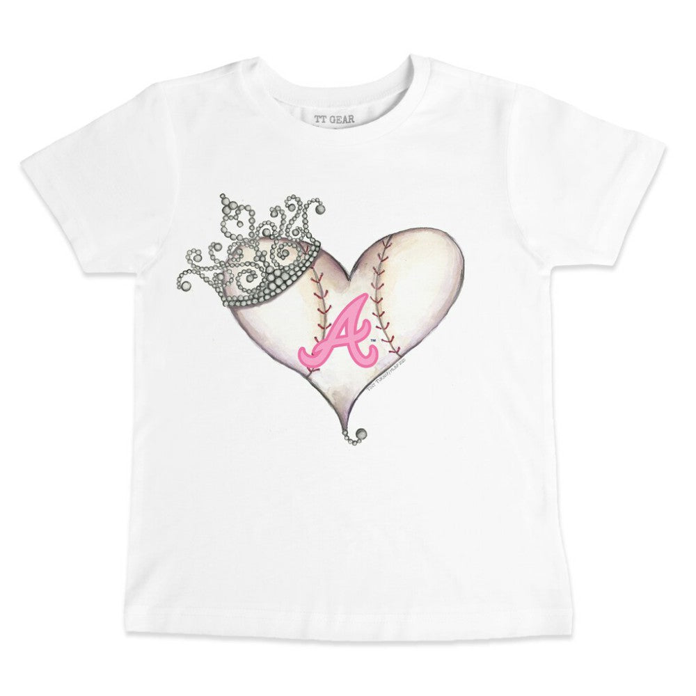 Atlanta Braves Tiny Turnip Youth Baseball Tiara Heart T-Shirt Sale