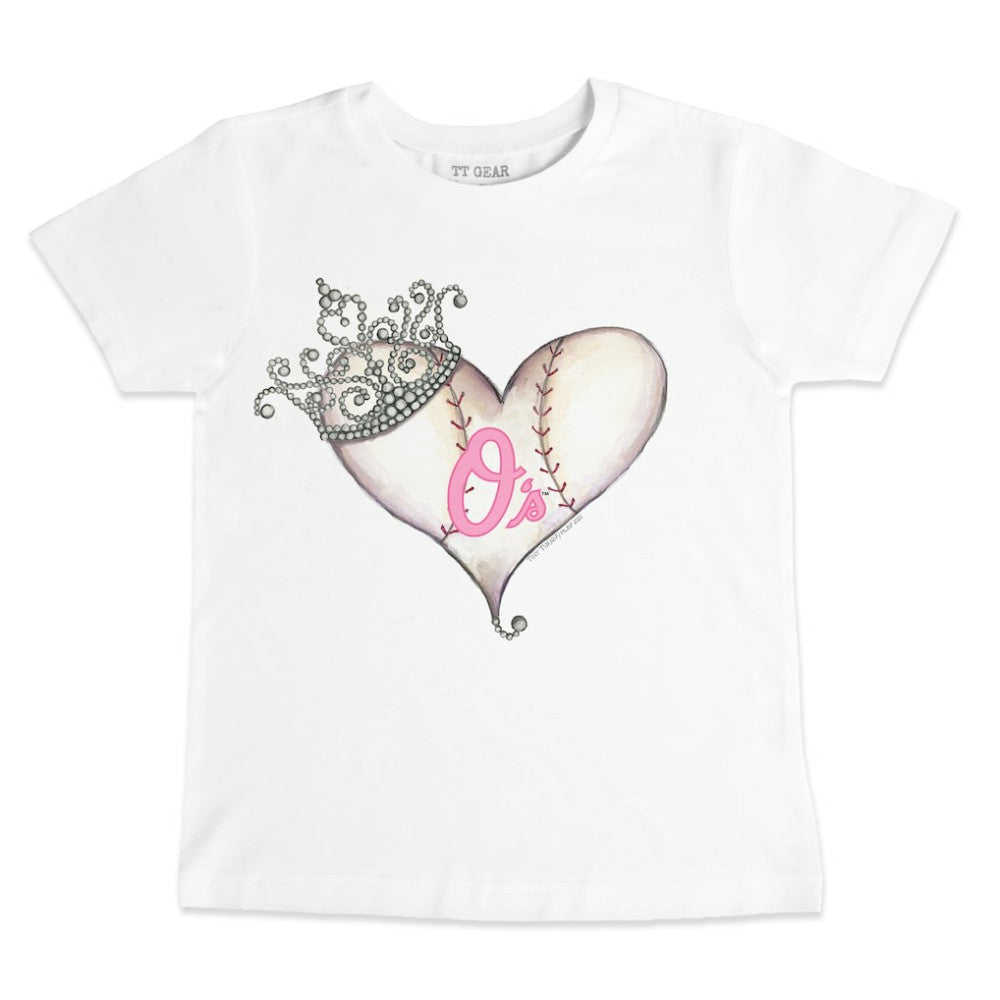 Baltimore Orioles Tiny Turnip Youth Baseball Tiara Heart T-Shirt Lifestyle