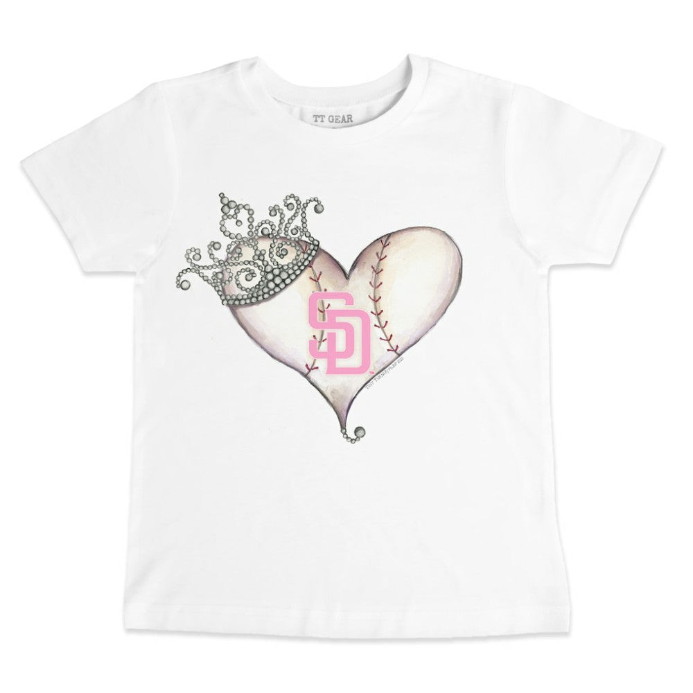 San Diego Padres Tiny Turnip Youth Baseball Tiara Heart T-Shirt for sale