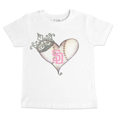 San Diego Padres Tiny Turnip Youth Baseball Tiara Heart T-Shirt for sale