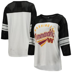 Washington Commanders G-III 4Her by Carl Banks Women's First Team 3/4-Sleeve Mesh T-Shirt White/Black - NFL