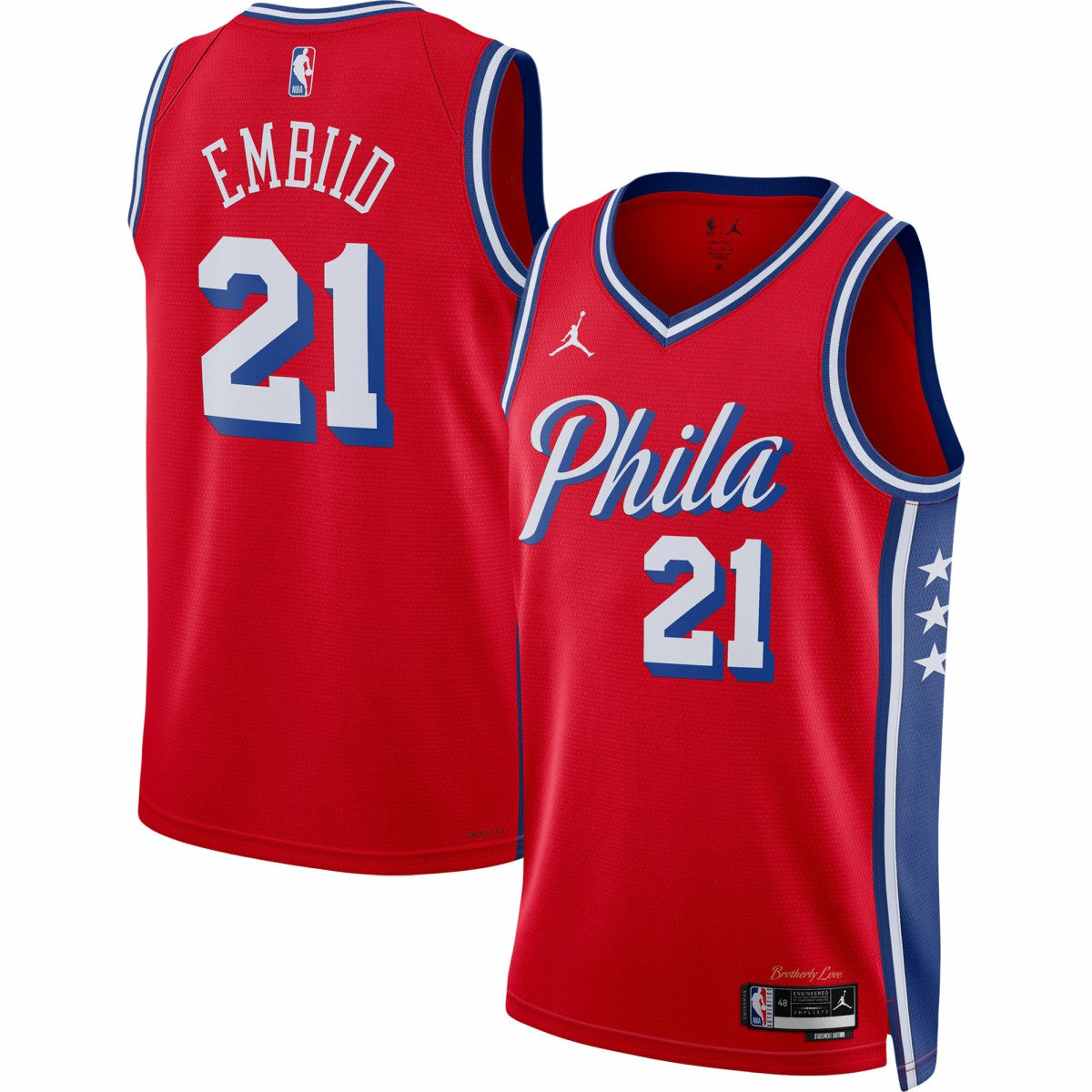 NBA - Joel Embiid Philadelphia 76ers Jordan Brand Unisex Swingman Jersey - Statement Edition - Red