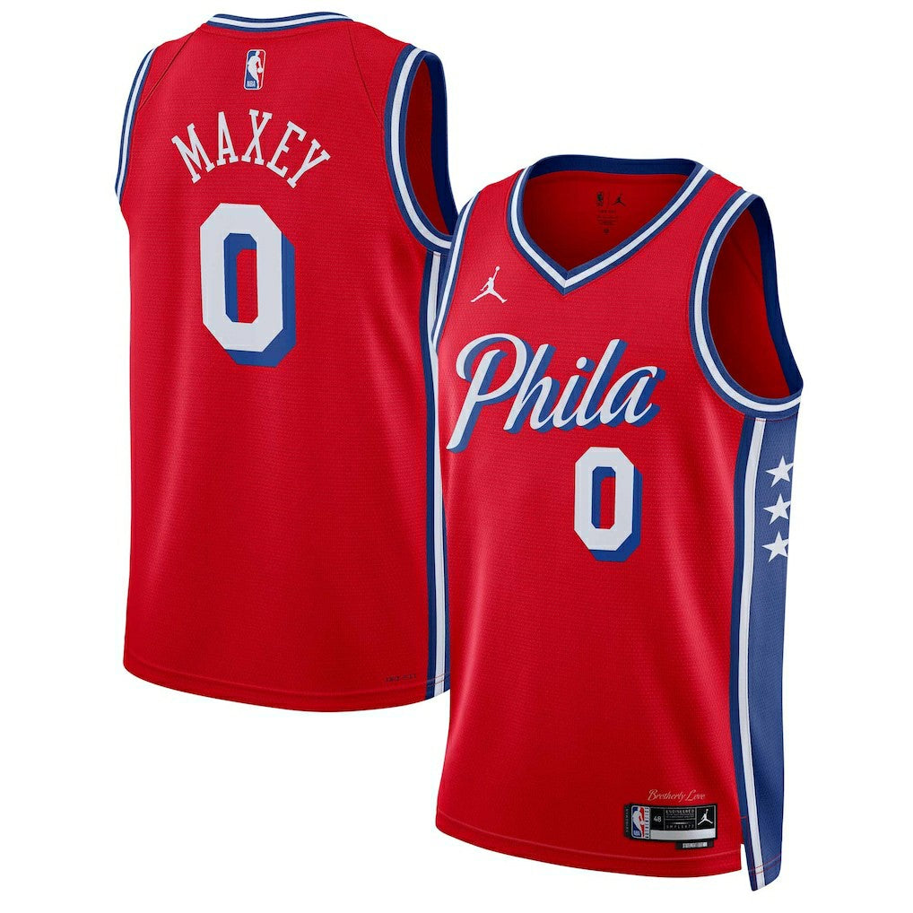 NBA - Tyrese Maxey Philadelphia 76ers Jordan Brand Unisex Swingman Jersey - Statement Edition - Red