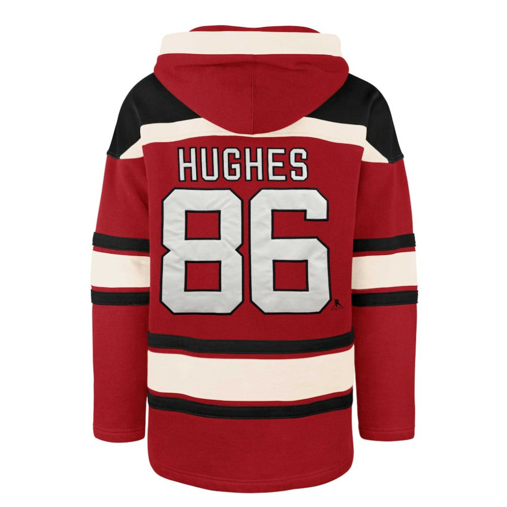 Jack Hughes New Jersey Devils - '47 Player Lacer Pullover Hoodie Red