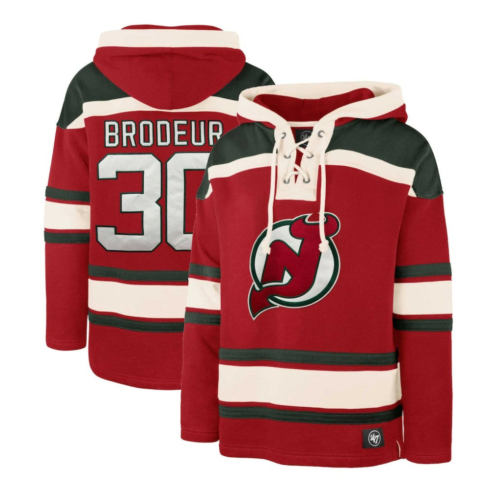 Martin Brodeur New Jersey Devils - '47 Retired Player Name & Number Lacer Pullover Hoodie Red