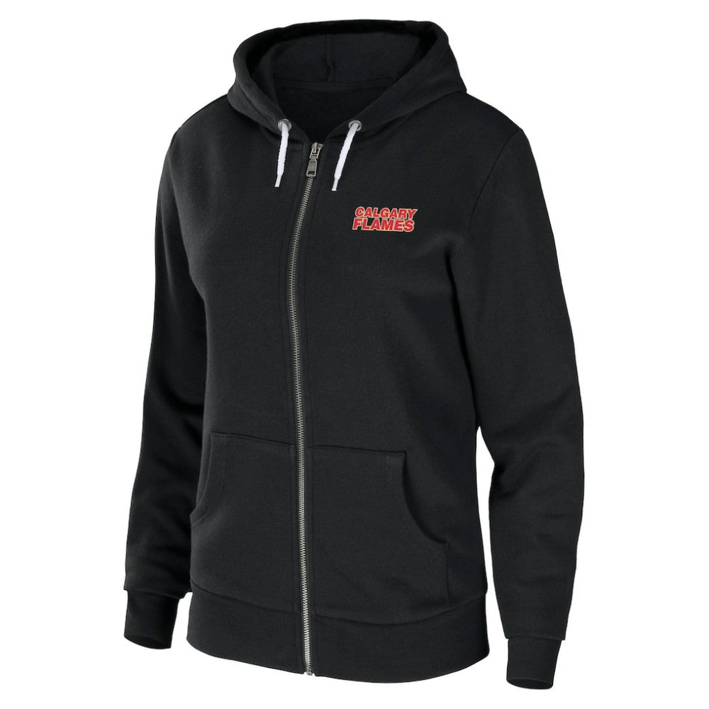 Calgary Flames - WEAR by Erin Andrews Women's Sponge Fleece Full-Zip Hoodie Black