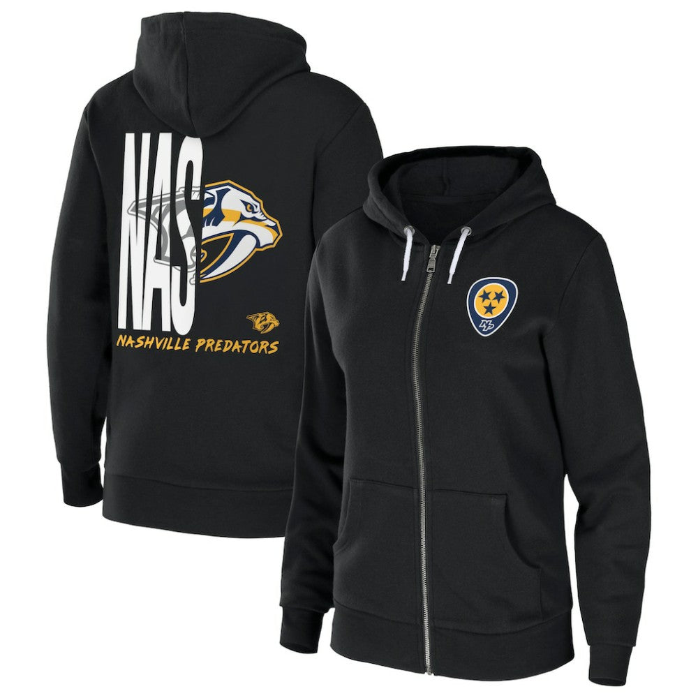 Nashville Predators - WEAR by Erin Andrews Women's Sponge Fleece Full-Zip Hoodie Black