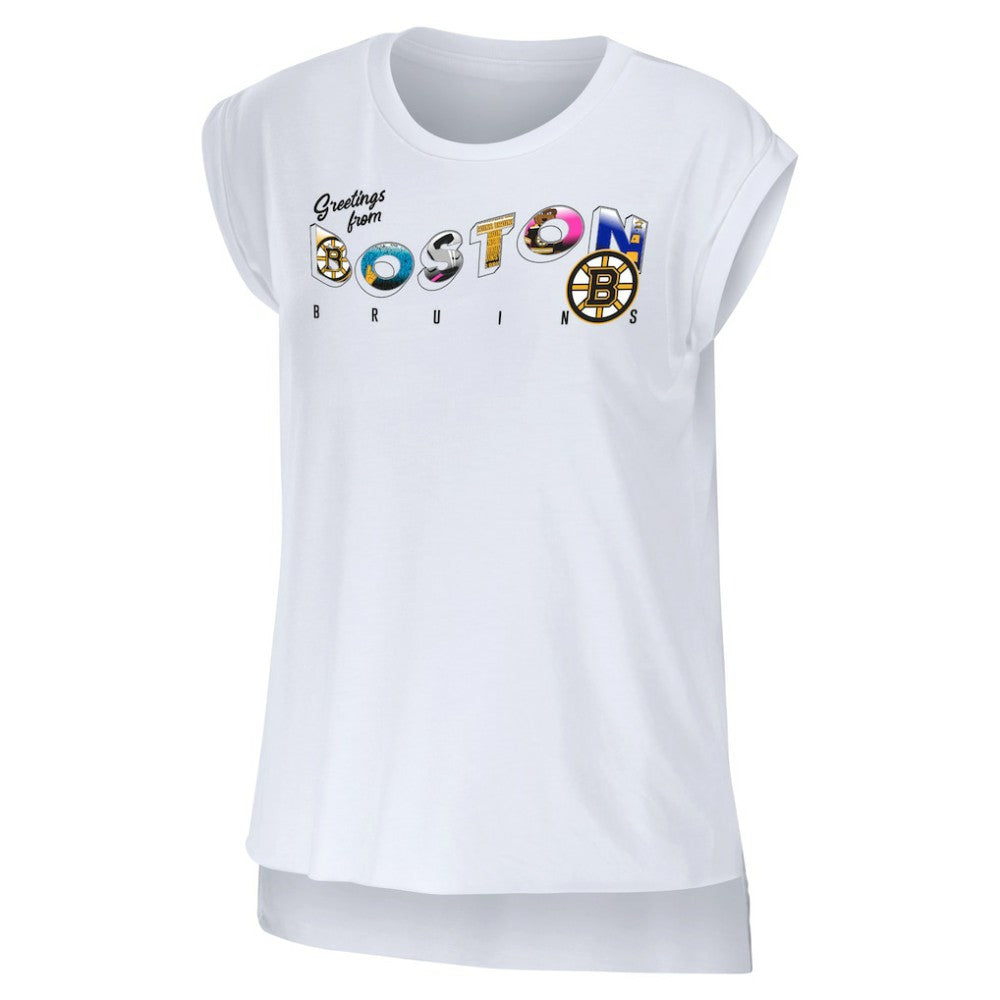 Boston Bruins WEAR by Erin Andrews Women's Greetings From Muscle T-Shirt White