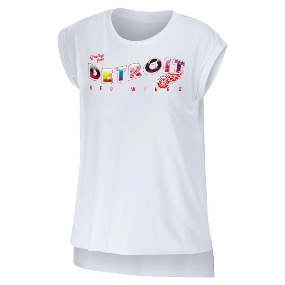 Detroit Red Wings - WEAR by Erin Andrews Women's Greetings From Muscle T-Shirt White