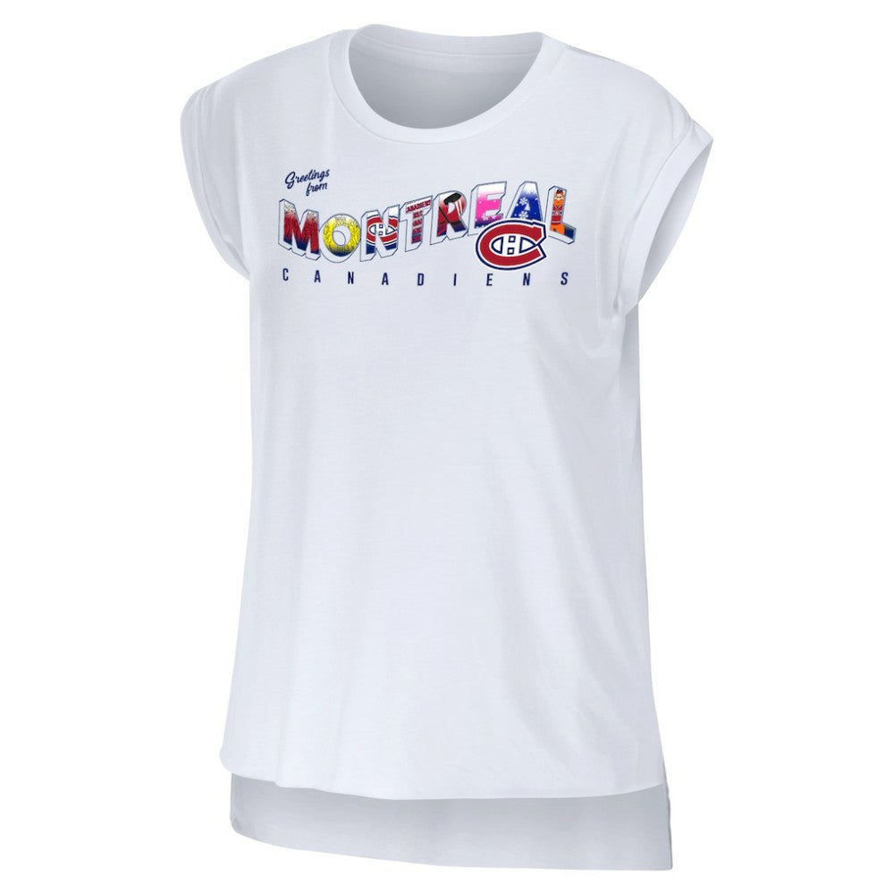 Montreal Canadiens - WEAR by Erin Andrews Women's Greetings From Muscle T-Shirt White